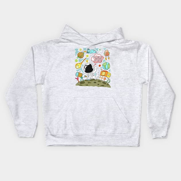 Ascending to the moon Kids Hoodie by focusLBdesigns